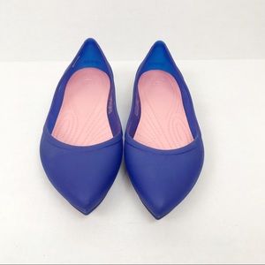 Crocs Rio Cerulean Blue And Melon Flats Size 7